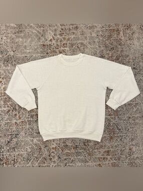 VTG 1980s Blank Cream Raglan Crewneck Sweatshirt Fits Mens M Womens L 80s Style